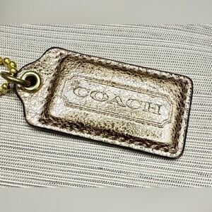Coach Gold Metallic Leather Hangtag / Bag Charm / Keychain / Fob - Aprox 2.5”